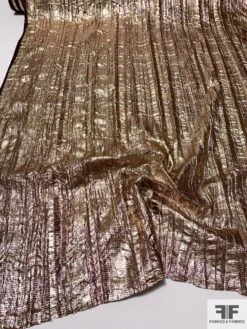 Slightly Pleated Textured Lurex Blend Lamé - Multicolor Gold -Fabrics And Fabrics Store 9383 2