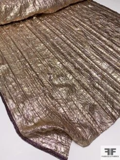 Slightly Pleated Textured Lurex Blend Lamé - Multicolor Gold -Fabrics And Fabrics Store 9383 4