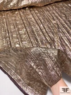 Slightly Pleated Textured Lurex Blend Lamé - Multicolor Gold -Fabrics And Fabrics Store 9383 5
