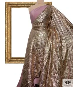 Slightly Pleated Textured Lurex Blend Lamé - Multicolor Gold