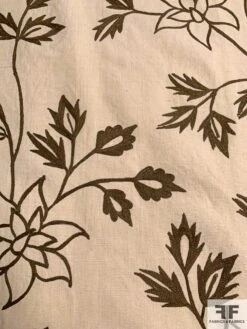 Floral Embroidered Cotton Canvas - Cream / Brown 15 Floral Embroidered Cotton Canvas - Cream / Brown -Fabrics And Fabrics Store 9385 5