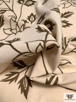 Floral Embroidered Cotton Canvas - Cream / Brown 16 Floral Embroidered Cotton Canvas - Cream / Brown -Fabrics And Fabrics Store 9385 6