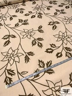 Floral Embroidered Cotton Canvas - Cream / Brown 18 Floral Embroidered Cotton Canvas - Cream / Brown -Fabrics And Fabrics Store 9385 8