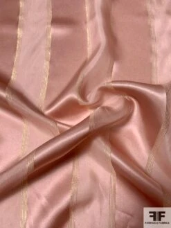 Satin Striped Silk Chiffon With Fine Gold Lurex Stripes - Light Mauve / Gold 9 Satin Striped Silk Chiffon With Fine Gold Lurex Stripes - Light Mauve / Gold -Fabrics And Fabrics Store 9402 2