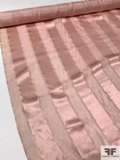 Satin Striped Silk Chiffon With Fine Gold Lurex Stripes - Light Mauve / Gold 10 Satin Striped Silk Chiffon With Fine Gold Lurex Stripes - Light Mauve / Gold -Fabrics And Fabrics Store 9402 4