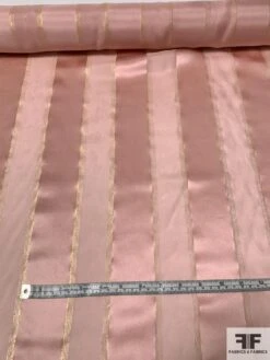 Satin Striped Silk Chiffon With Fine Gold Lurex Stripes - Light Mauve / Gold 11 Satin Striped Silk Chiffon With Fine Gold Lurex Stripes - Light Mauve / Gold -Fabrics And Fabrics Store 9402 5