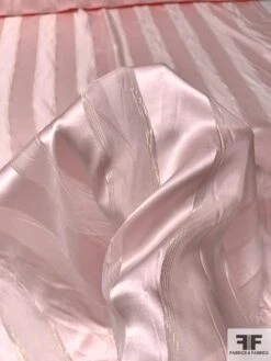 Satin Striped Silk Chiffon With Fine Gold Lurex Stripes - Pink / Gold 13 Satin Striped Silk Chiffon With Fine Gold Lurex Stripes - Pink / Gold -Fabrics And Fabrics Store 9403 6