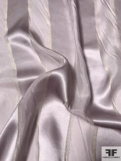 Satin Striped Silk Chiffon With Fine Gold Lurex Stripes - Dusty Purple / Gold 10 Satin Striped Silk Chiffon With Fine Gold Lurex Stripes - Dusty Purple / Gold -Fabrics And Fabrics Store 9405 2
