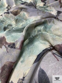 Made In Italy J Mendel Floral Printed Jacquard Lamé - Grey / Mauve / Dusty Teal -Fabrics And Fabrics Store 9412 3