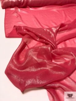 Silk Chiffon With Lurex Lamé - Berry Pink