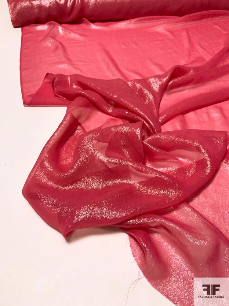 Silk Chiffon With Lurex Lamé - Berry Pink 5 Silk Chiffon With Lurex Lamé - Berry Pink - Image 3