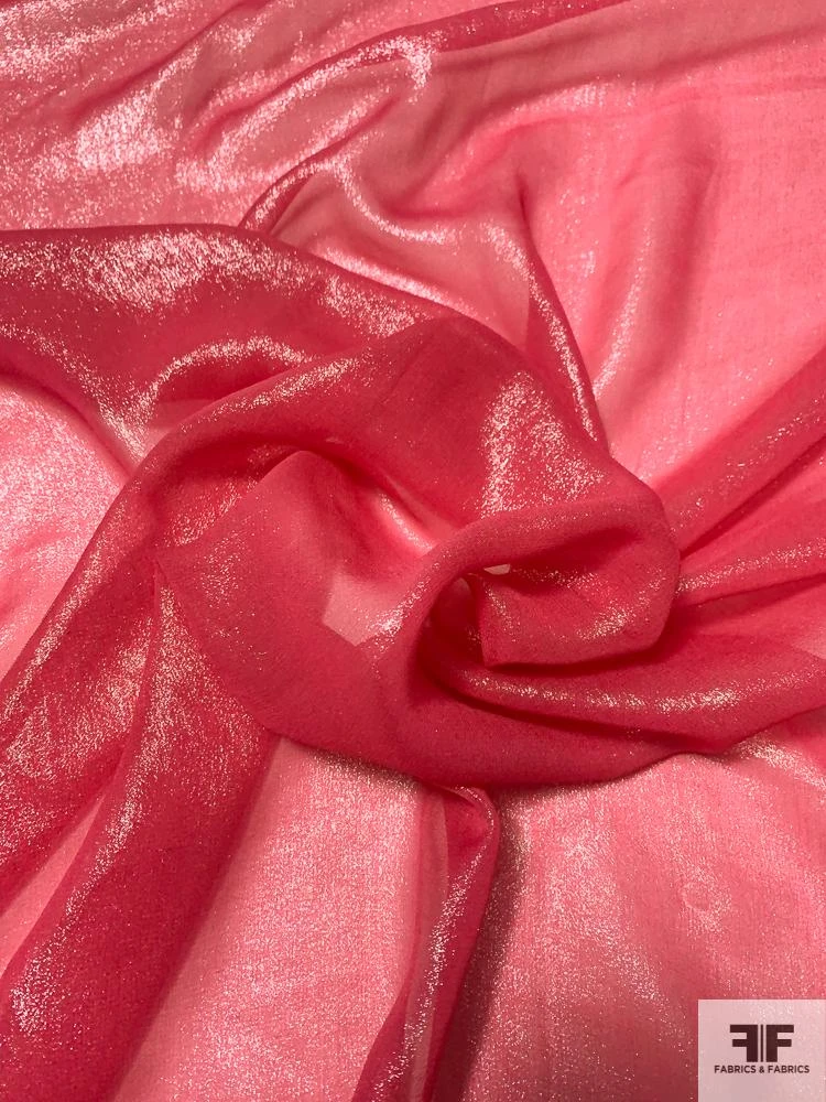 Silk Chiffon With Lurex Lamé - Berry Pink 7 Silk Chiffon With Lurex Lamé - Berry Pink - Image 5