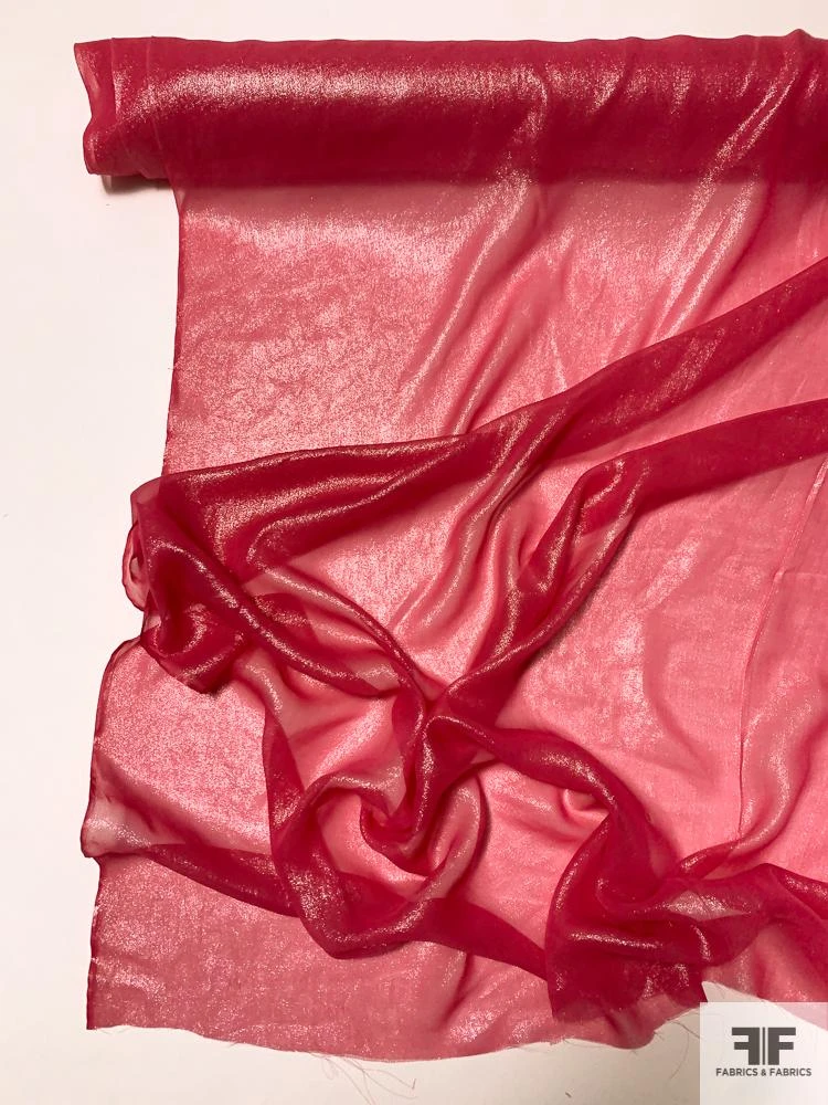 Silk Chiffon With Lurex Lamé - Berry Pink 8 Silk Chiffon With Lurex Lamé - Berry Pink - Image 6