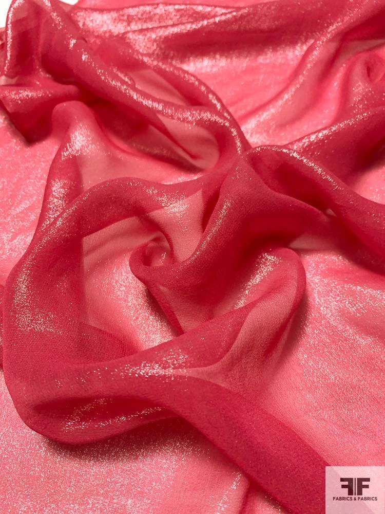 Silk Chiffon With Lurex Lamé - Berry Pink 4 Silk Chiffon With Lurex Lamé - Berry Pink - Image 2