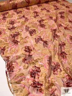 Floral Printed Burnout Silk Chiffon - Orange / Pink / Red 15 Floral Printed Burnout Silk Chiffon - Orange / Pink / Red -Fabrics And Fabrics Store 9429 6