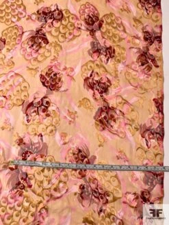 Floral Printed Burnout Silk Chiffon - Orange / Pink / Red 17 Floral Printed Burnout Silk Chiffon - Orange / Pink / Red -Fabrics And Fabrics Store 9429 8