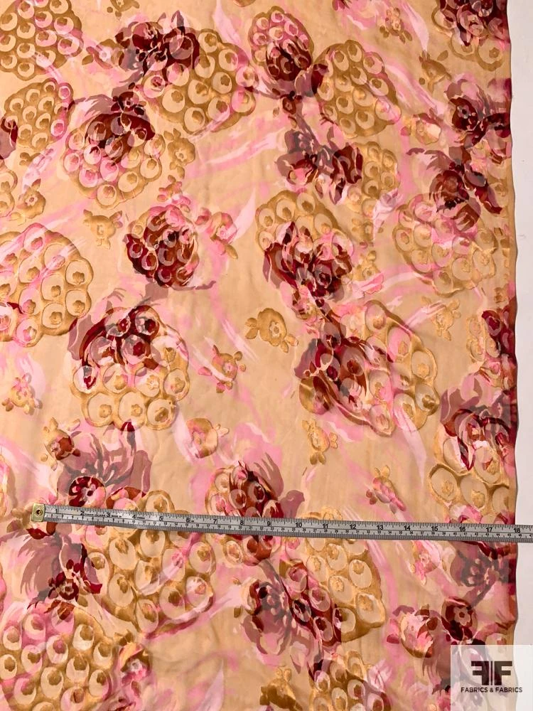 Floral Printed Burnout Silk Chiffon - Orange / Pink / Red 10 Floral Printed Burnout Silk Chiffon - Orange / Pink / Red - Image 8