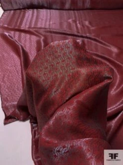 Made In Italy J Mendel Linking Loops Lamé - Berry Red / Gunmetal -Fabrics And Fabrics Store 9430 5