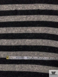 Italian Horizontal Striped Lightweight Wool Sweater Knit - Heather Black / Heather Grey 13 Italian Horizontal Striped Lightweight Wool Sweater Knit - Heather Black / Heather Grey -Fabrics And Fabrics Store 9448 5