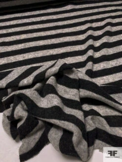 Italian Horizontal Striped Lightweight Wool Sweater Knit - Heather Black / Heather Grey 15 Italian Horizontal Striped Lightweight Wool Sweater Knit - Heather Black / Heather Grey -Fabrics And Fabrics Store 9448 7