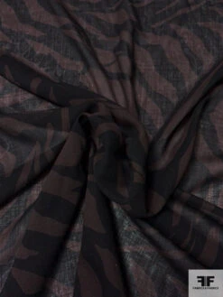 Bold Animal-Like Printed Fine Wool Challis - Brown / Black