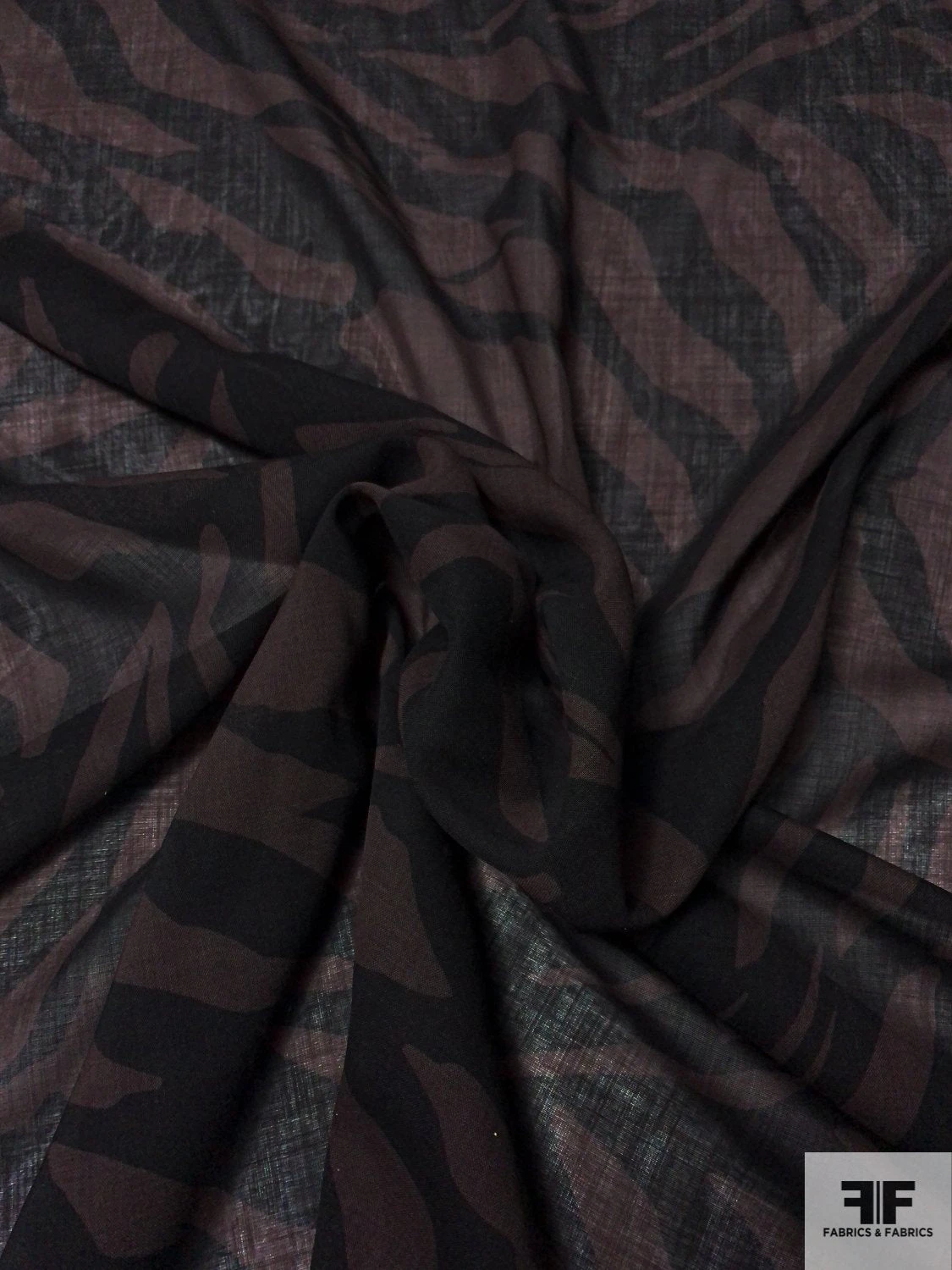 Bold Animal-Like Printed Fine Wool Challis - Brown / Black 3 Bold Animal-Like Printed Fine Wool Challis - Brown / Black