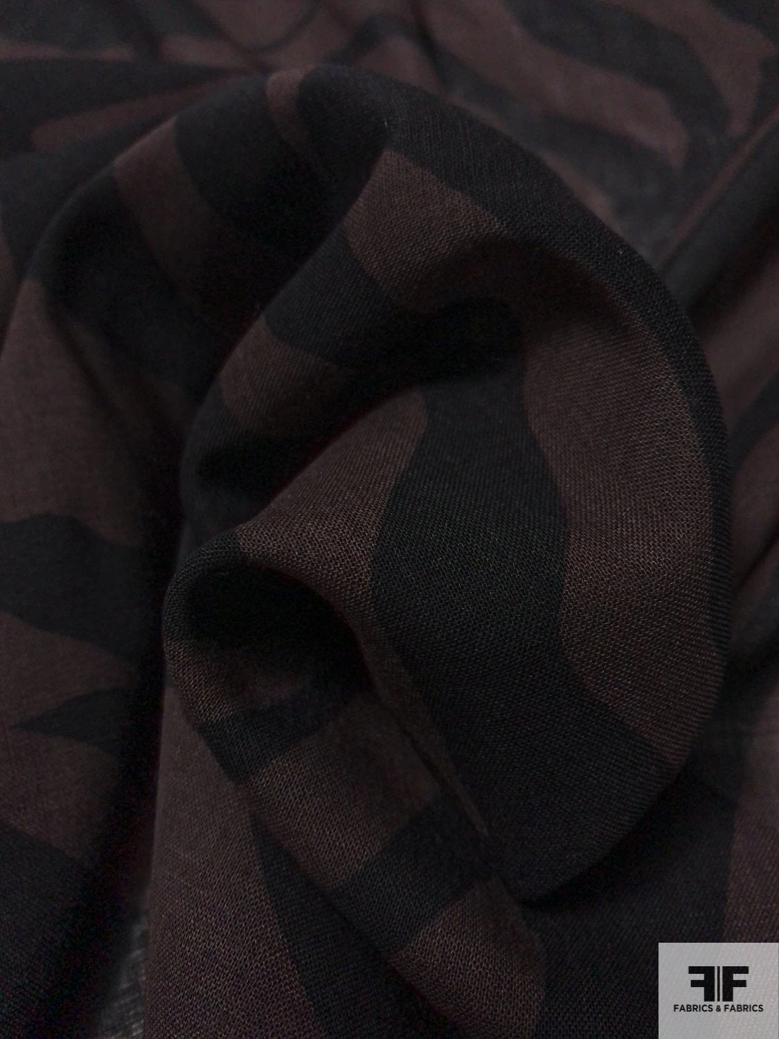 Bold Animal-Like Printed Fine Wool Challis - Brown / Black 6 Bold Animal-Like Printed Fine Wool Challis - Brown / Black - Image 4