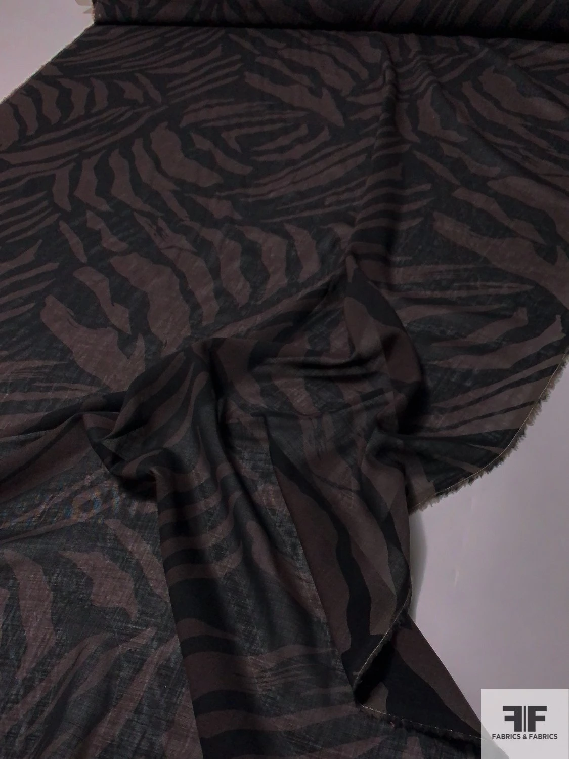 Bold Animal-Like Printed Fine Wool Challis - Brown / Black 8 Bold Animal-Like Printed Fine Wool Challis - Brown / Black - Image 6