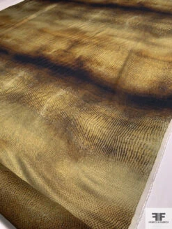 Italian Reptile Printed Wool Viscose Fine Challis - Earth / Black
