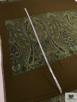 Italian Paisley Printed Fine Wool Gabardine Panel - Khaki Brown / Pear Green / Shades Of Green 18 Italian Paisley Printed Fine Wool Gabardine Panel - Khaki Brown / Pear Green / Shades Of Green -Fabrics And Fabrics Store 9479 7