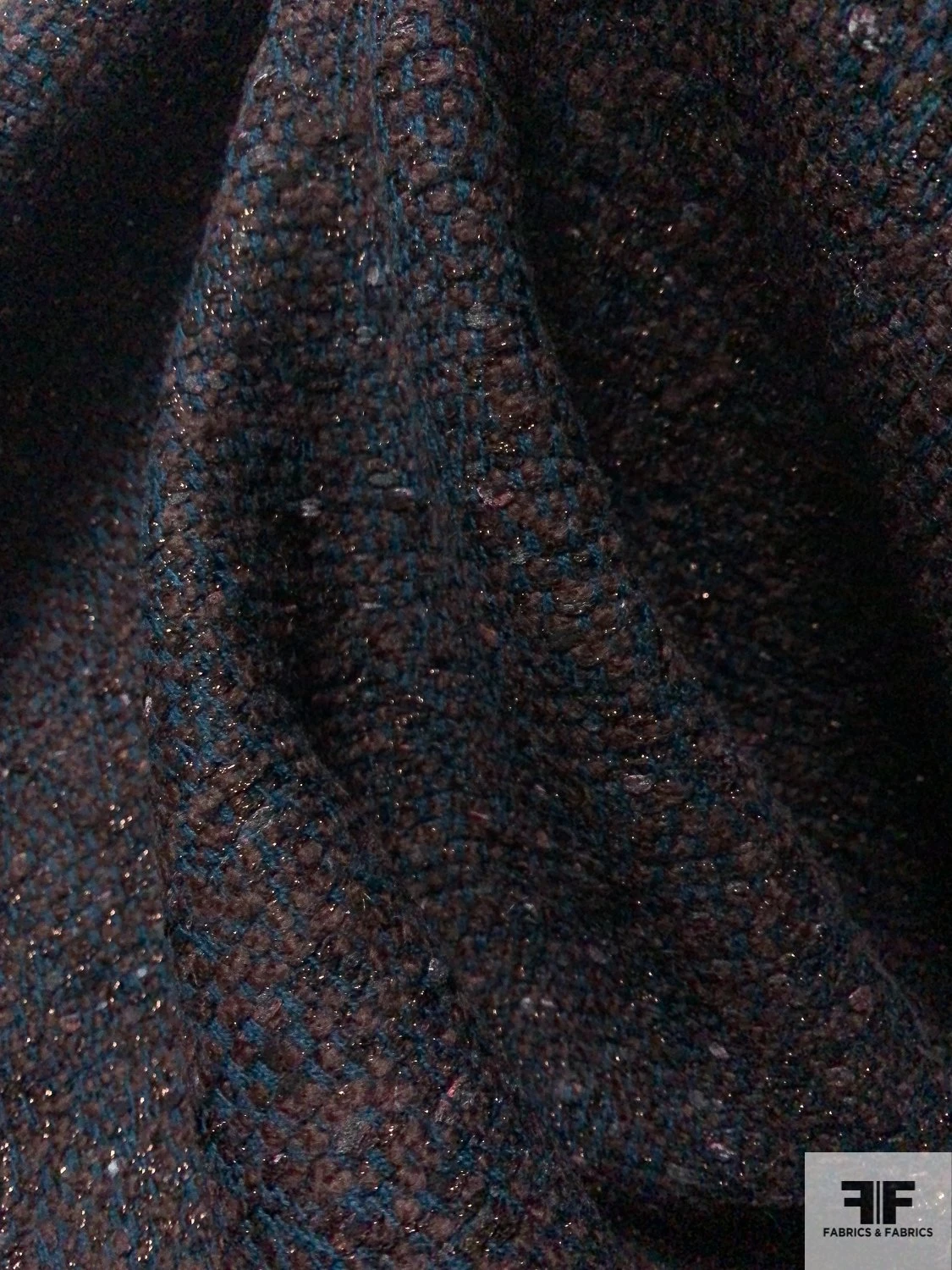 Made In England Wool And Lurex Tweed - Deep Teal / Dark Bordeaux 9 Made In England Wool And Lurex Tweed - Deep Teal / Dark Bordeaux - Image 7