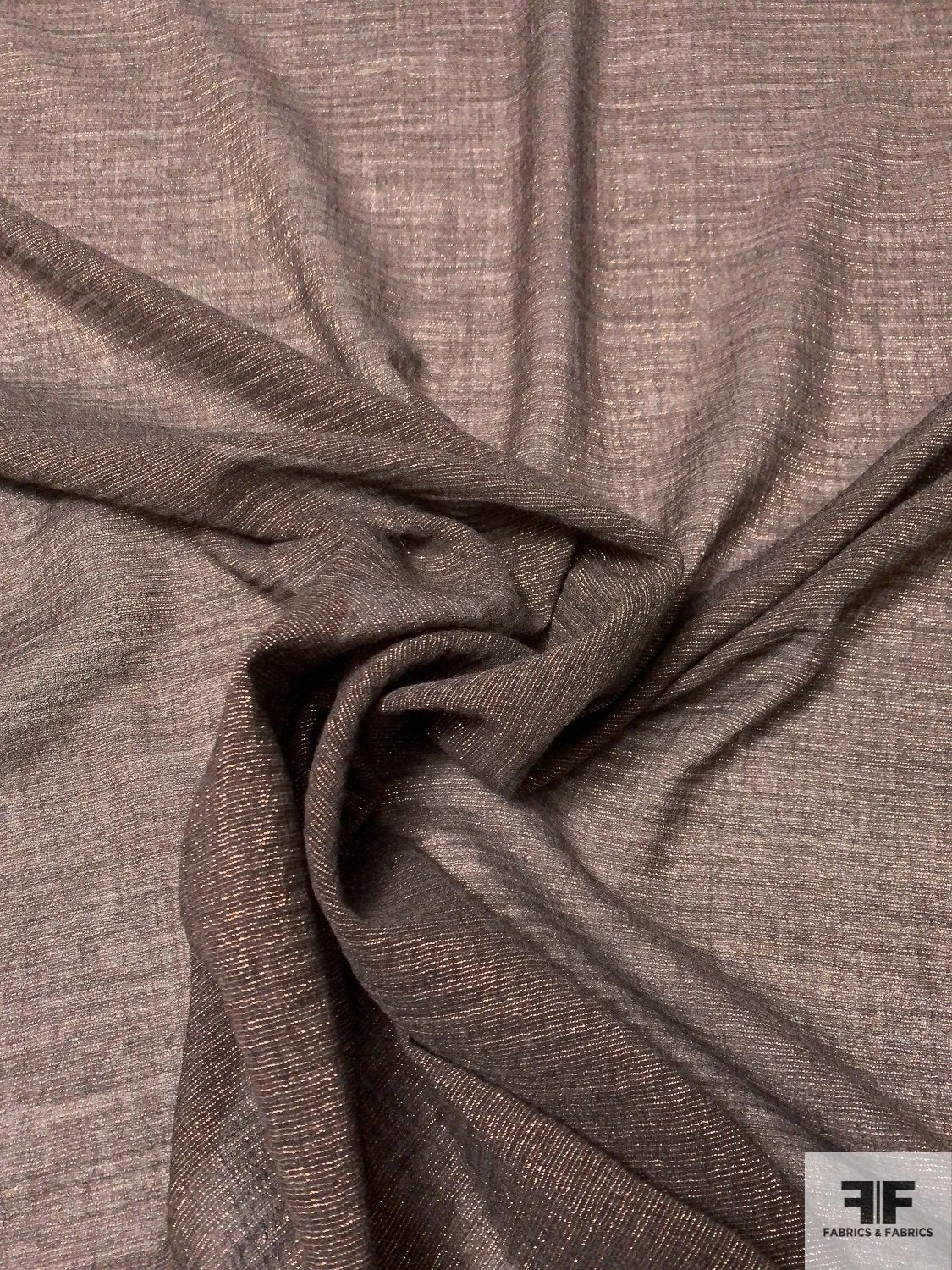 Italian Wool Blend Gauze With Lurex - Dark Taupe / Copper / Rose Gold 5 Italian Wool Blend Gauze With Lurex - Dark Taupe / Copper / Rose Gold - Image 3
