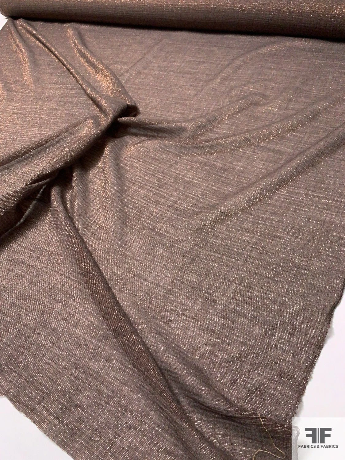 Italian Wool Blend Gauze With Lurex - Dark Taupe / Copper / Rose Gold 6 Italian Wool Blend Gauze With Lurex - Dark Taupe / Copper / Rose Gold - Image 4