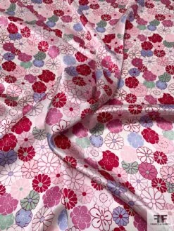 Daisy Graphic Printed Silk Charmeuse - Magenta / Mauve / Pink / Mint 9 Daisy Graphic Printed Silk Charmeuse - Magenta / Mauve / Pink / Mint -Fabrics And Fabrics Store 9718 2