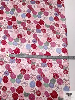 Daisy Graphic Printed Silk Charmeuse - Magenta / Mauve / Pink / Mint 10 Daisy Graphic Printed Silk Charmeuse - Magenta / Mauve / Pink / Mint -Fabrics And Fabrics Store 9718 3