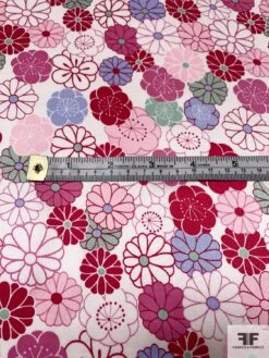 Daisy Graphic Printed Silk Charmeuse - Magenta / Mauve / Pink / Mint 11 Daisy Graphic Printed Silk Charmeuse - Magenta / Mauve / Pink / Mint -Fabrics And Fabrics Store 9718 4