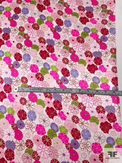 Daisy Graphic Printed Silk Charmeuse - Hot Pink / Red / Lime Green / Pink -Fabrics And Fabrics Store 9719 3