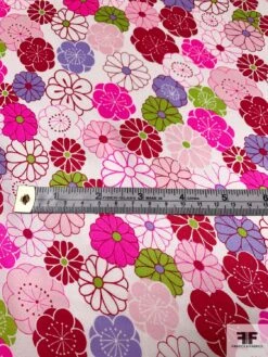 Daisy Graphic Printed Silk Charmeuse - Hot Pink / Red / Lime Green / Pink -Fabrics And Fabrics Store 9719 4