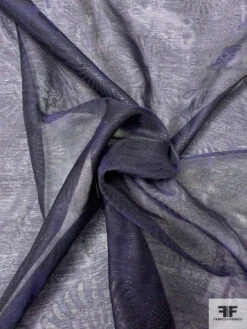 Italian Jacquard Sun Medallion 2-Ply Viscose Blend Chiffon With Lurex - Eggplant Purple