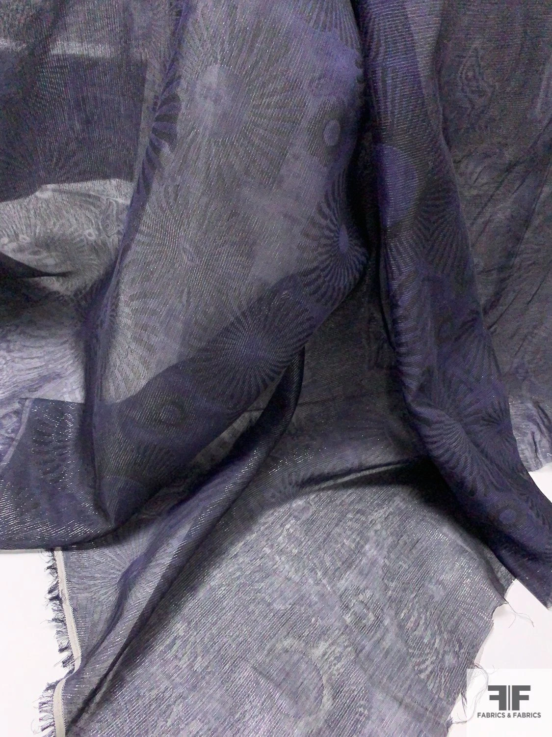 Italian Jacquard Sun Medallion 2-Ply Viscose Blend Chiffon With Lurex - Eggplant Purple 8 Italian Jacquard Sun Medallion 2-Ply Viscose Blend Chiffon With Lurex - Eggplant Purple - Image 7