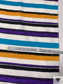Horizontal Striped Textured Stretch Cotton Pique - Purple / White / Turquoise / Turmeric 12 Horizontal Striped Textured Stretch Cotton Pique - Purple / White / Turquoise / Turmeric -Fabrics And Fabrics Store 9772 4