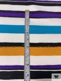 Horizontal Striped Textured Stretch Cotton Pique - Purple / White / Turquoise / Turmeric 14 Horizontal Striped Textured Stretch Cotton Pique - Purple / White / Turquoise / Turmeric -Fabrics And Fabrics Store 9772 6