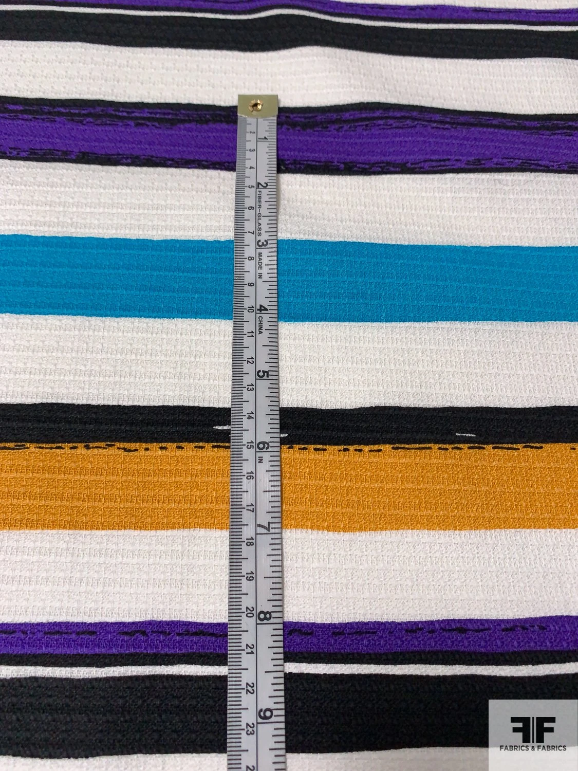 Horizontal Striped Textured Stretch Cotton Pique - Purple / White / Turquoise / Turmeric 8 Horizontal Striped Textured Stretch Cotton Pique - Purple / White / Turquoise / Turmeric - Image 6