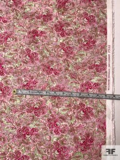 Densely Floral Printed Cotton Jacquard - Shades Of Pink And Green -Fabrics And Fabrics Store 9775 4