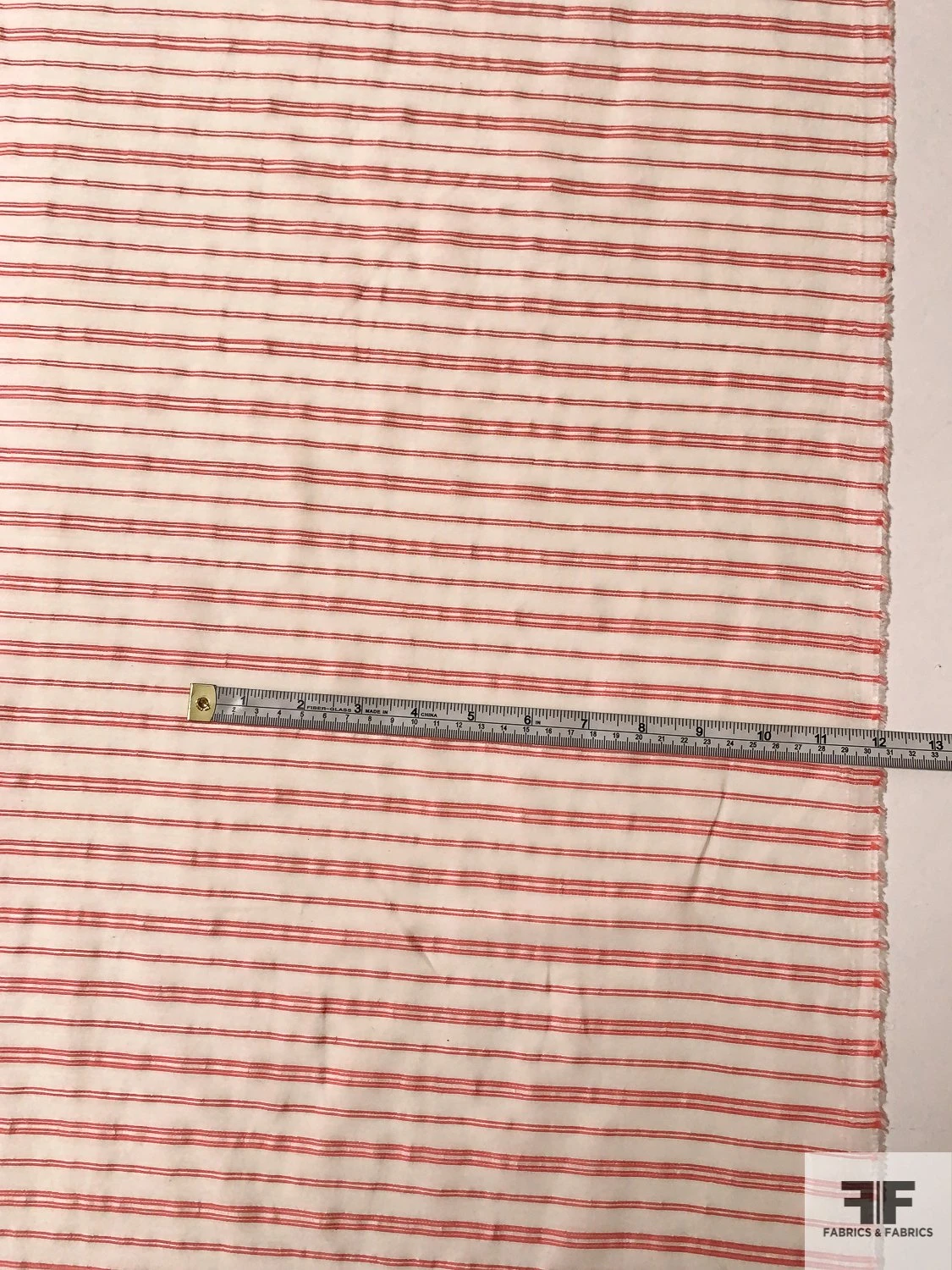 Italian Yarn-Dyed Silk And Cotton Voile - Ivory / Coral 6 Italian Yarn-Dyed Silk And Cotton Voile - Ivory / Coral - Image 4