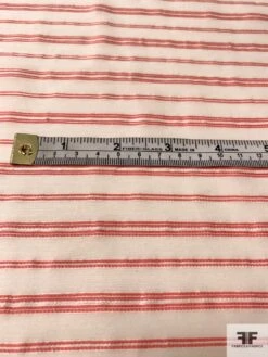 Italian Yarn-Dyed Silk And Cotton Voile - Ivory / Coral 13 Italian Yarn-Dyed Silk And Cotton Voile - Ivory / Coral -Fabrics And Fabrics Store 9791 5