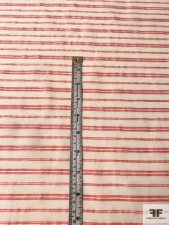 Italian Yarn-Dyed Silk And Cotton Voile - Ivory / Coral 14 Italian Yarn-Dyed Silk And Cotton Voile - Ivory / Coral -Fabrics And Fabrics Store 9791 6