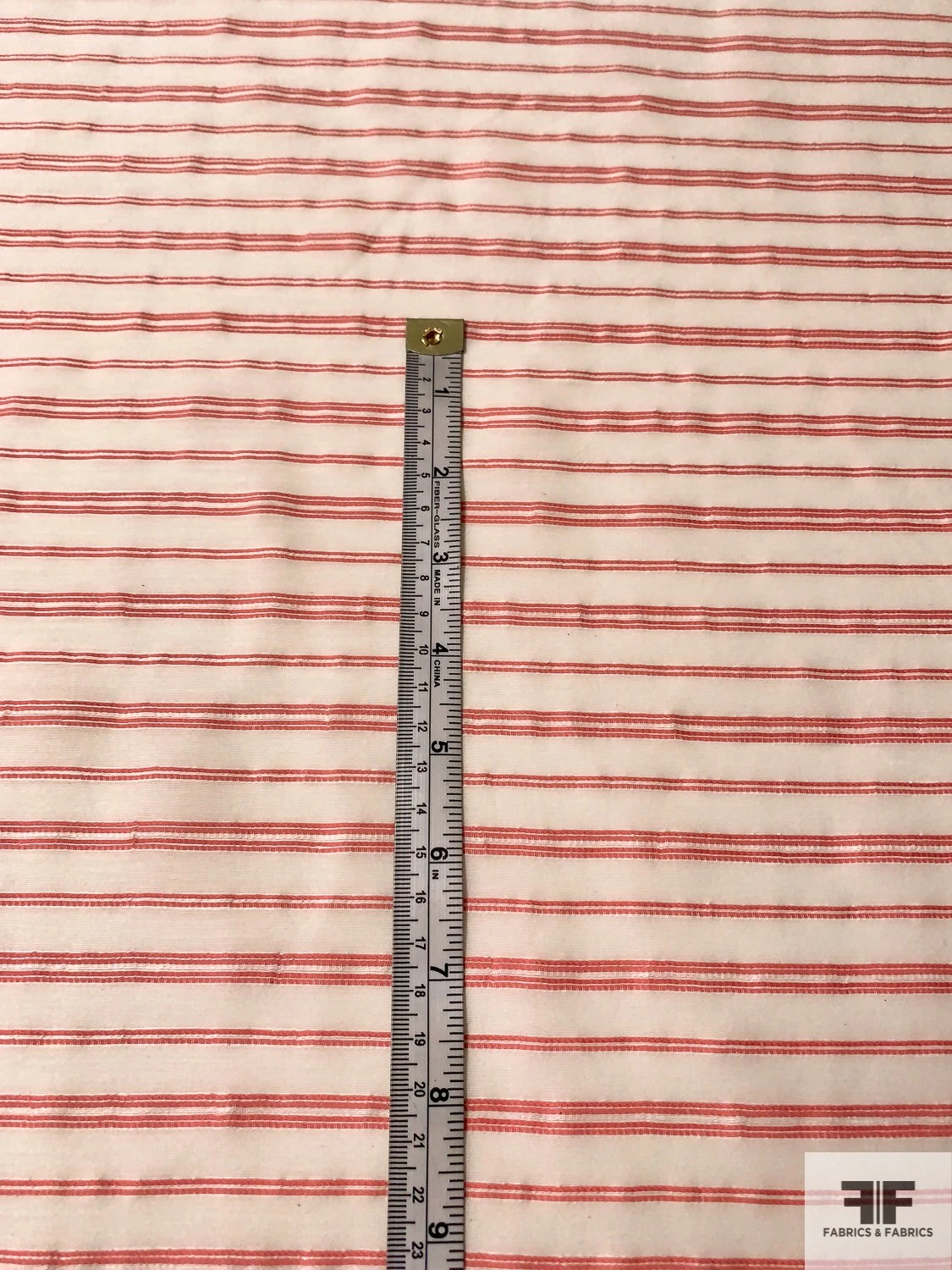 Italian Yarn-Dyed Silk And Cotton Voile - Ivory / Coral 8 Italian Yarn-Dyed Silk And Cotton Voile - Ivory / Coral - Image 6