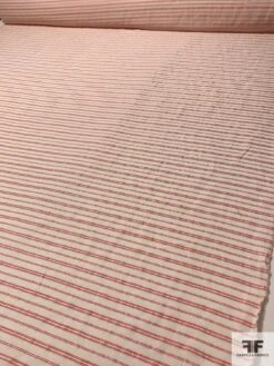 Italian Yarn-Dyed Silk And Cotton Voile - Ivory / Coral 15 Italian Yarn-Dyed Silk And Cotton Voile - Ivory / Coral -Fabrics And Fabrics Store 9791 7