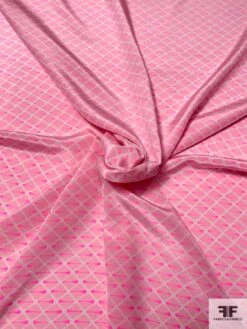 Geometric Field Printed Silk Crepe De Chine - Highlighter Pink / Off-White 10 Geometric Field Printed Silk Crepe De Chine - Highlighter Pink / Off-White -Fabrics And Fabrics Store 9823 2
